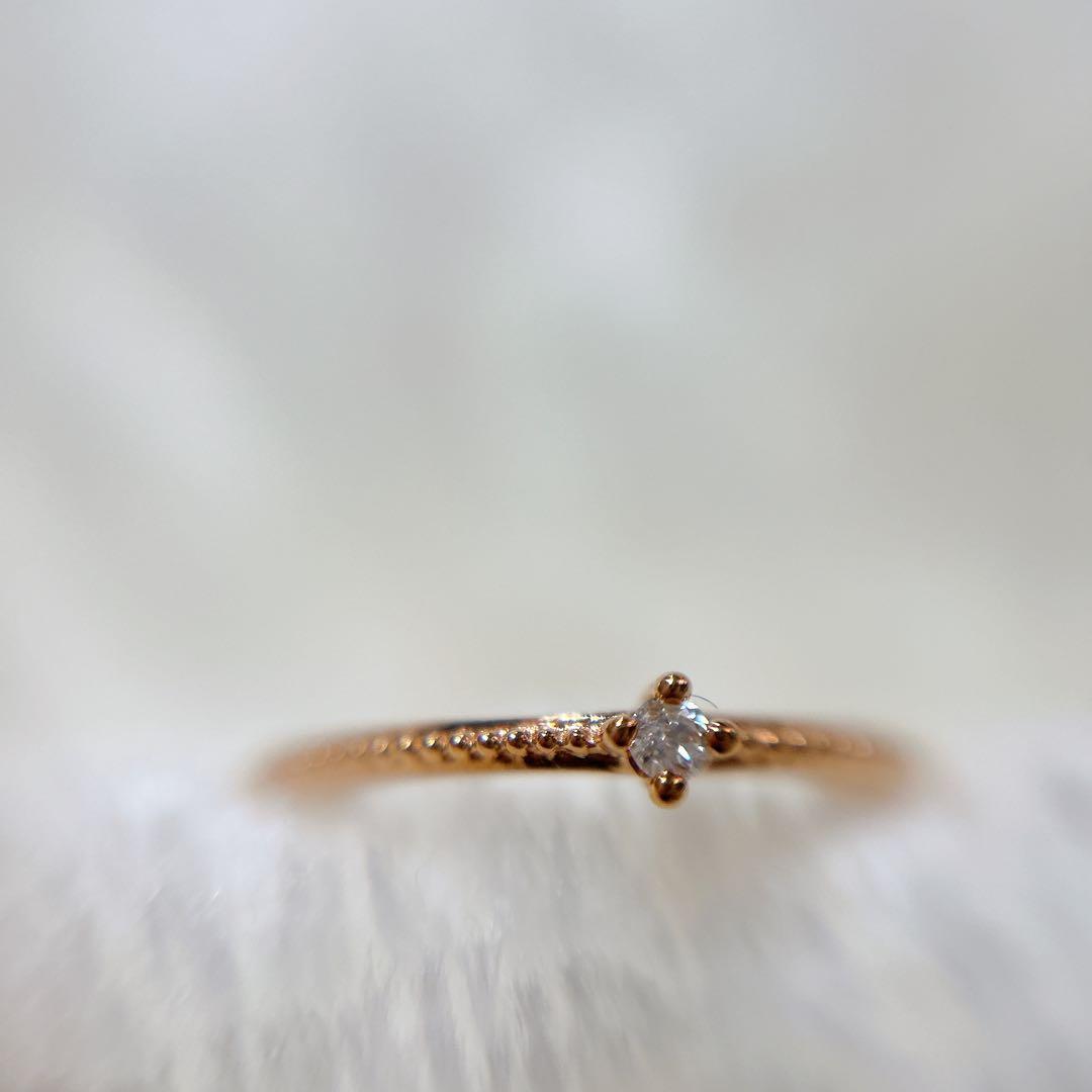 エテ ete K10PGダイヤモンドピンキーリング　1号　刻印あり