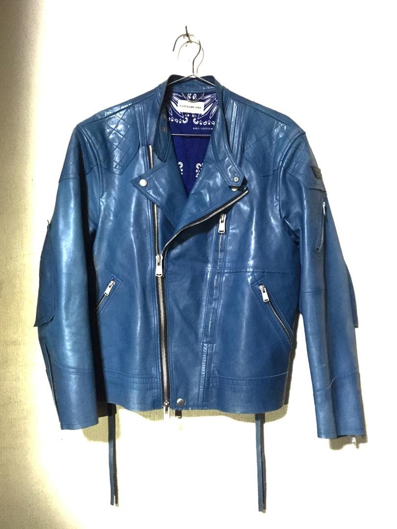 早い者勝ち！FORSOMEONE レザージャケット blue 【数原龍友着用】