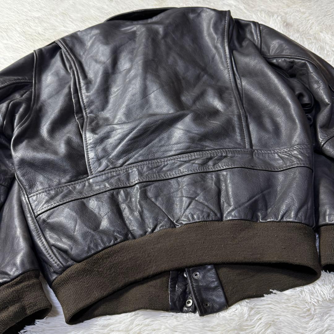 【最高級フルグレイン】A-2 レザーフライトジャケット 短丈 XL こげ茶