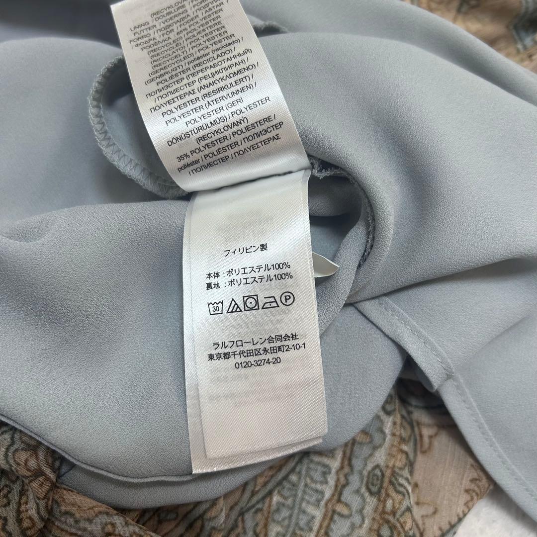 美品✨ローレンラルフローレン　ボウタイ　ペイズリー　フレア　ロングワンピース　2