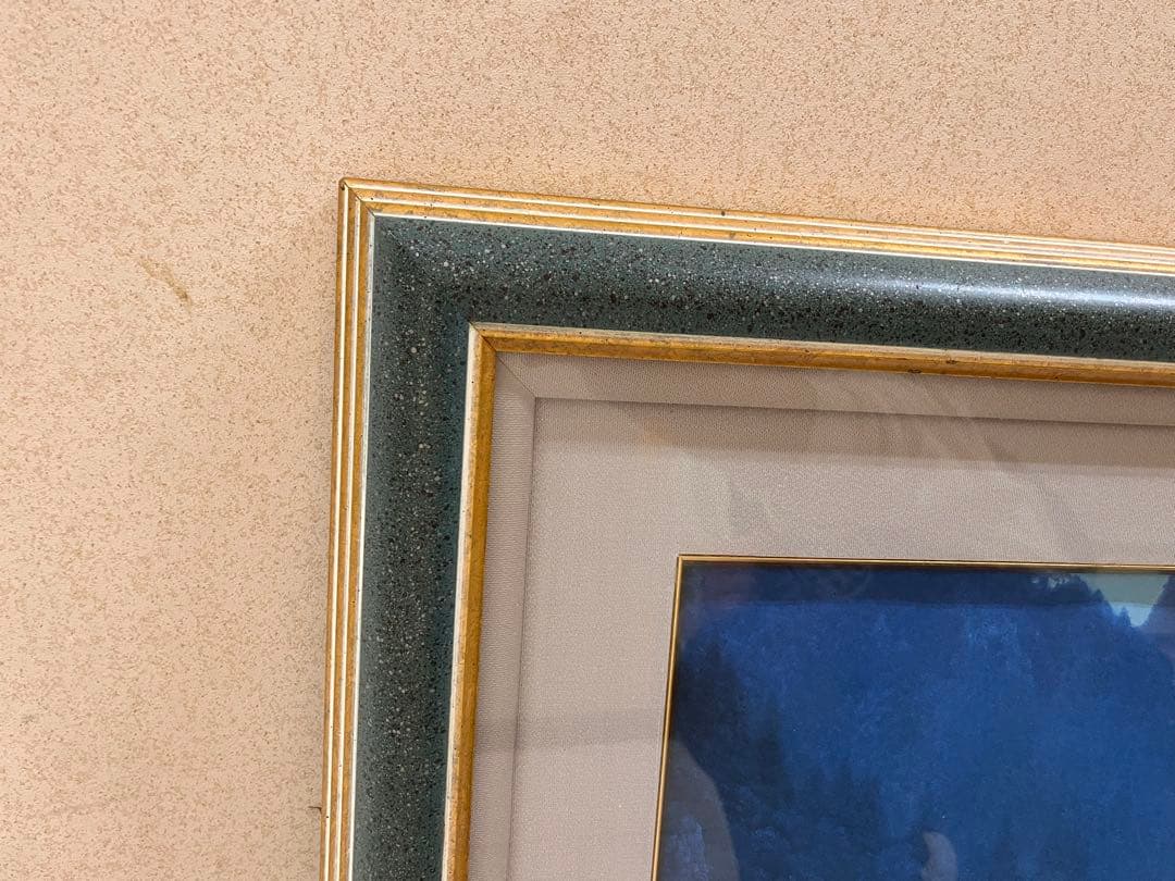 東山魁夷【夕静寂】朱印 額装付 希少