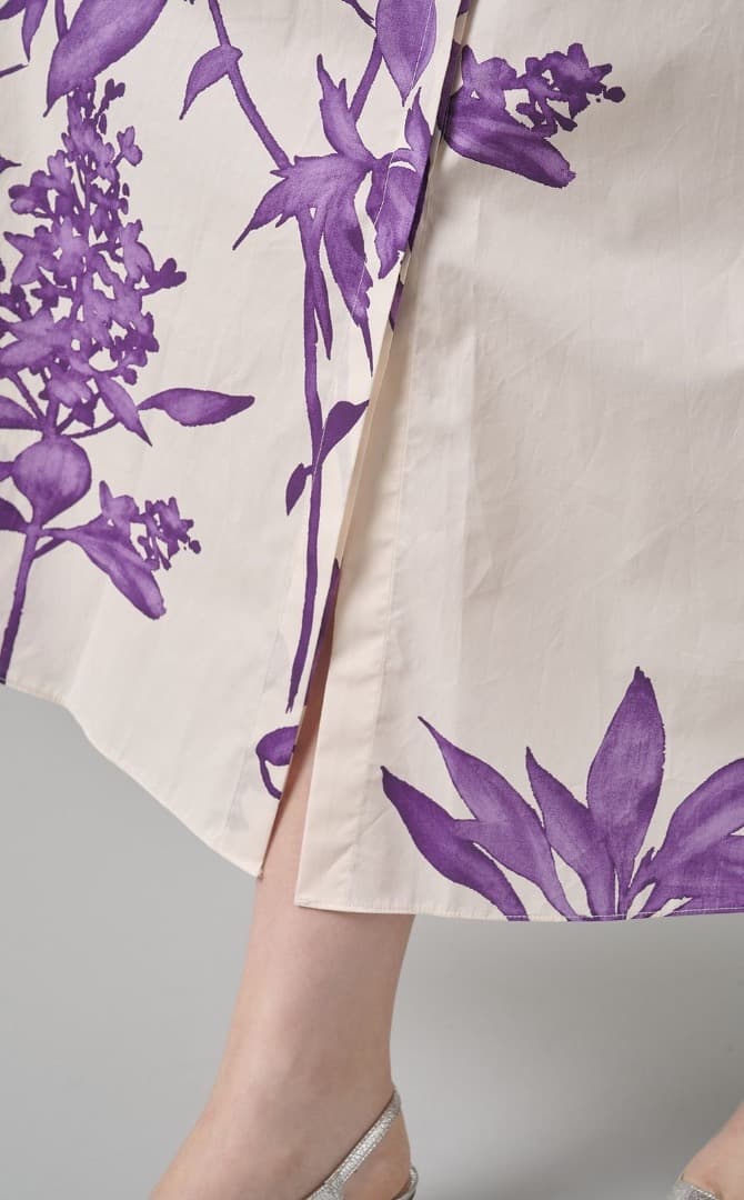 専用品フォルテフォルテ パープルフラワープリントコットンドレス