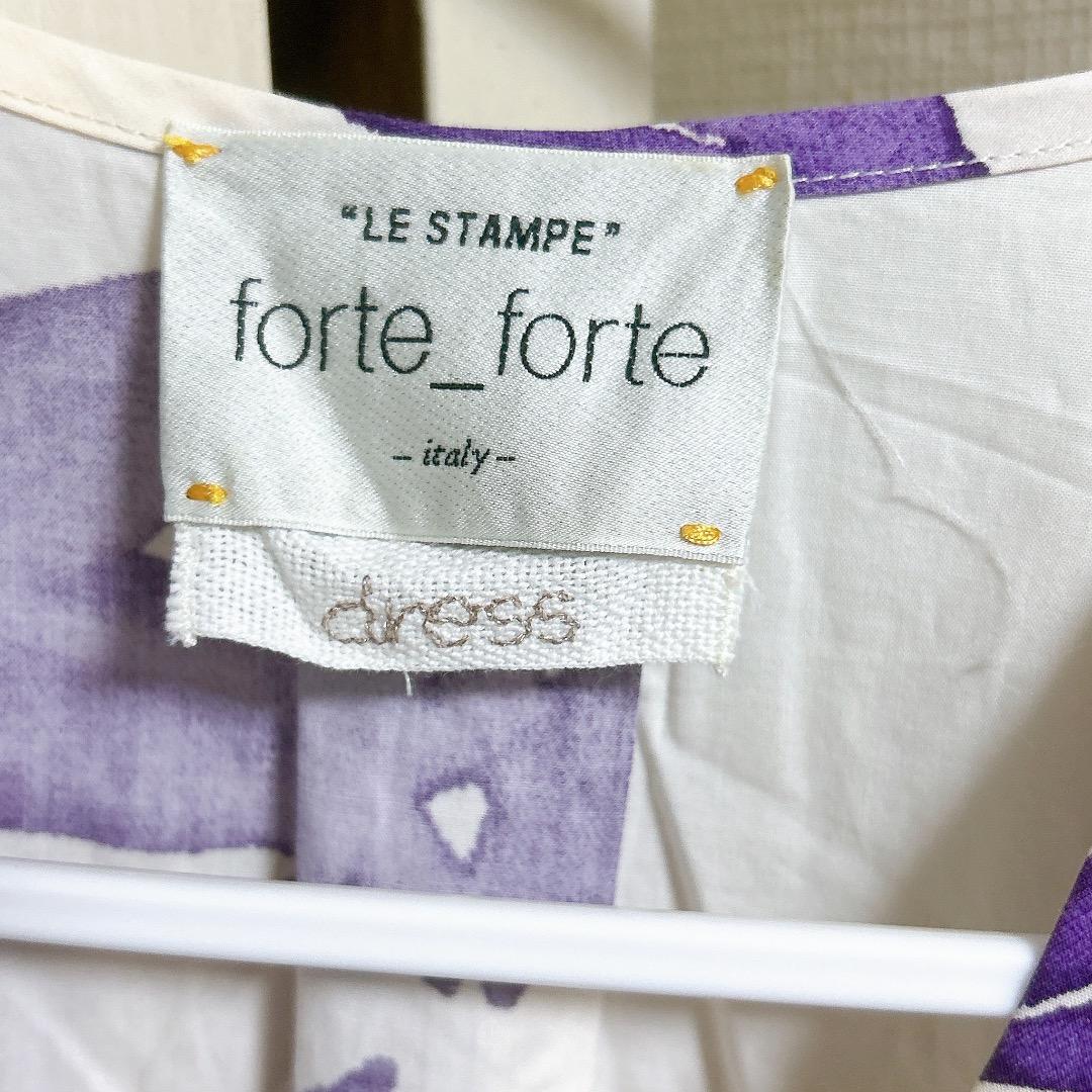 専用品フォルテフォルテ パープルフラワープリントコットンドレス