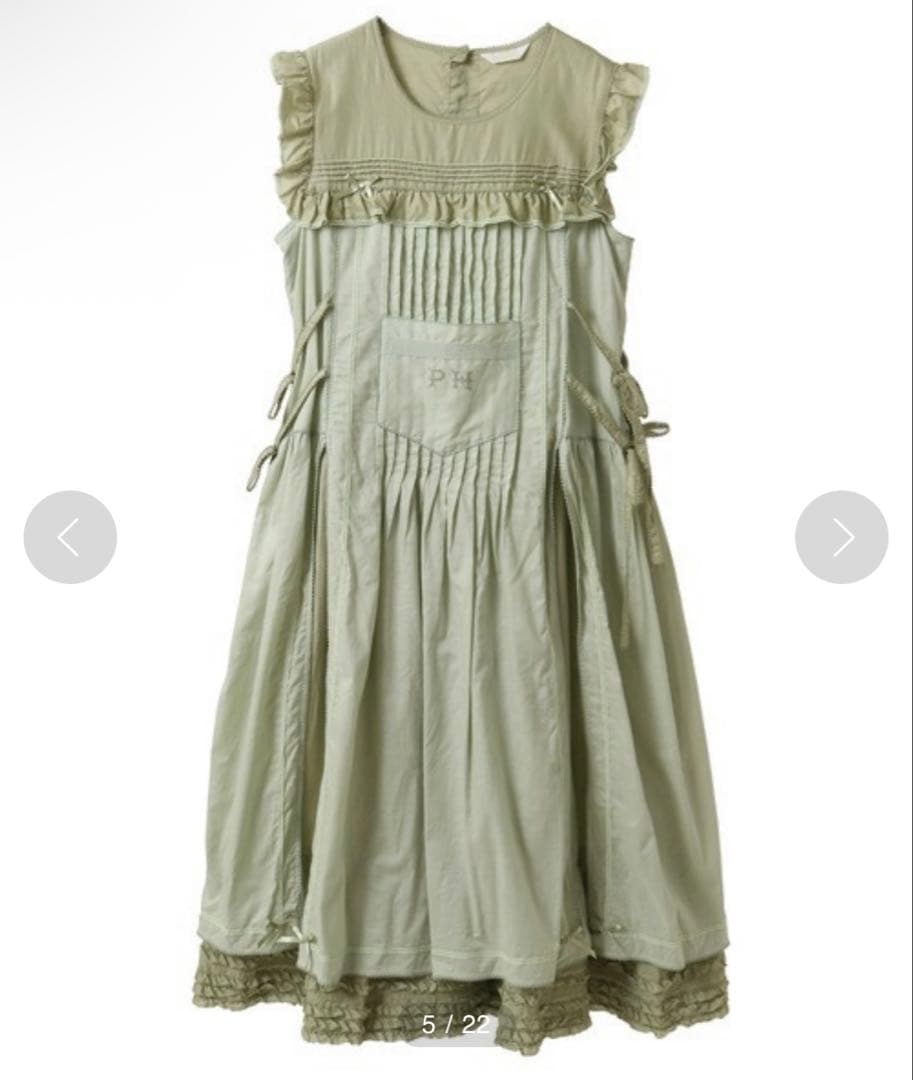 ピンクハウス 配色ローンレイヤードワンピース グリーン ワンピース