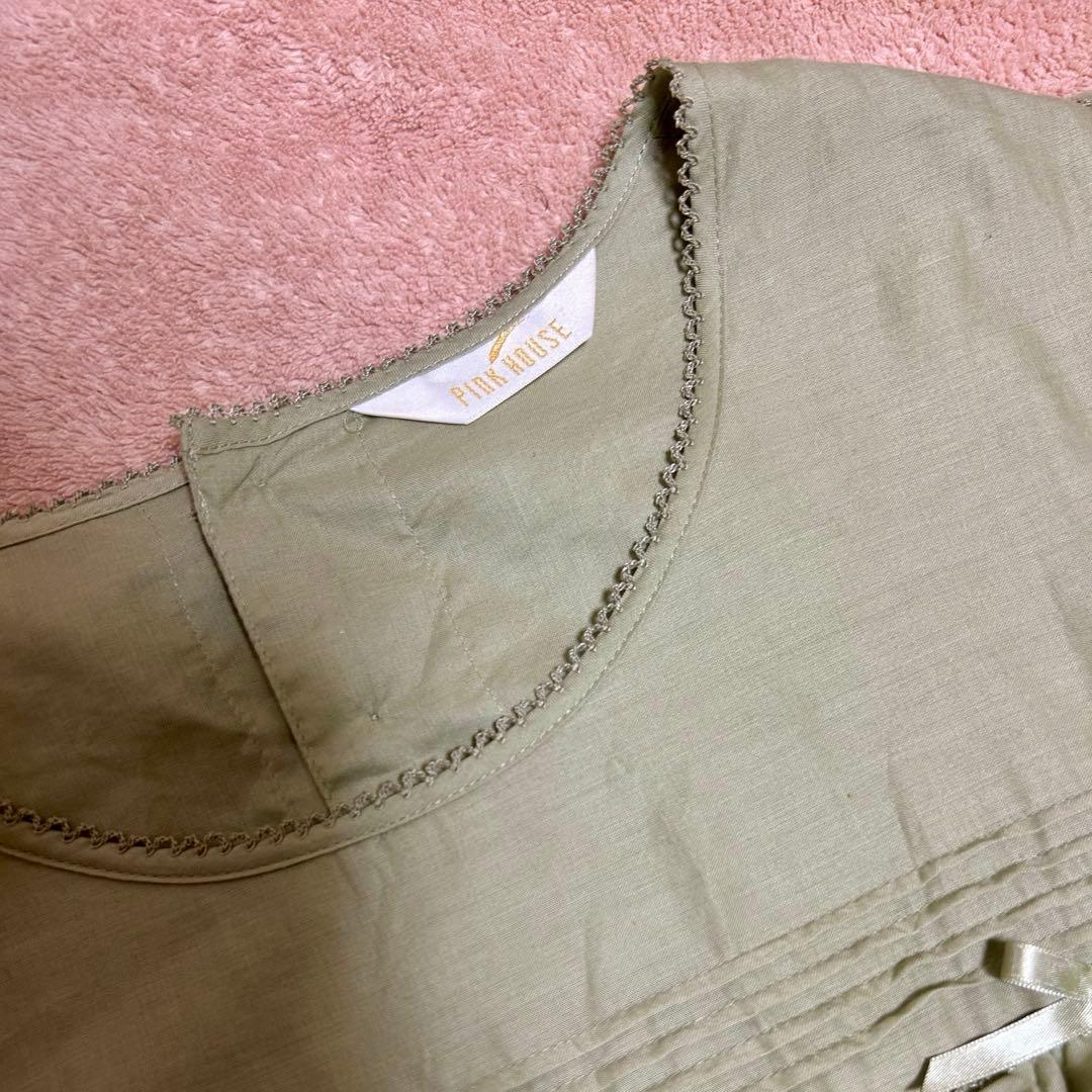 ピンクハウス 配色ローンレイヤードワンピース グリーン ワンピース