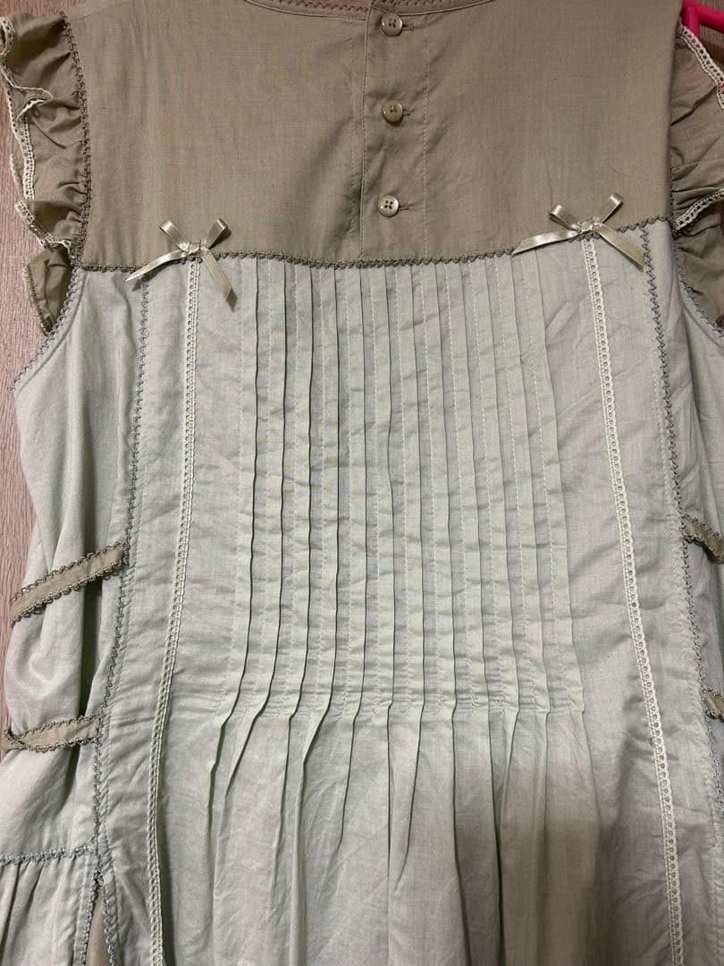 ピンクハウス 配色ローンレイヤードワンピース グリーン ワンピース