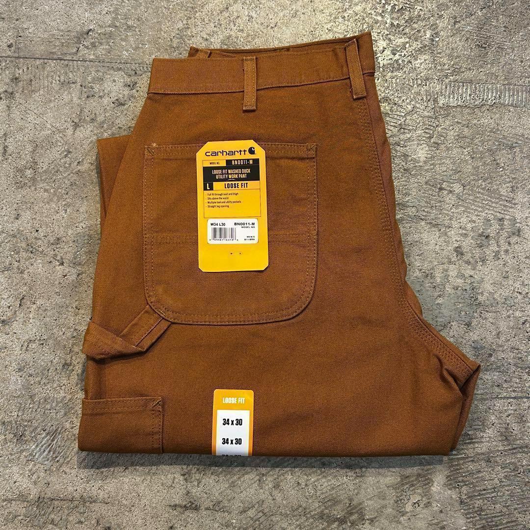 新品 カーハート B11 ウォッシュド ダック ペインター パンツ茶 34x30