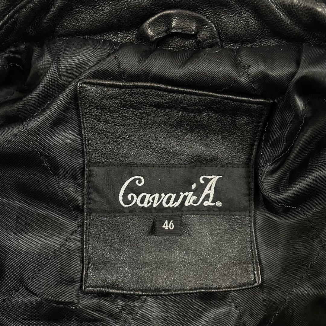 本革 ダブルライダースジャケット 短丈 ラムレザー ブラック M cavariA