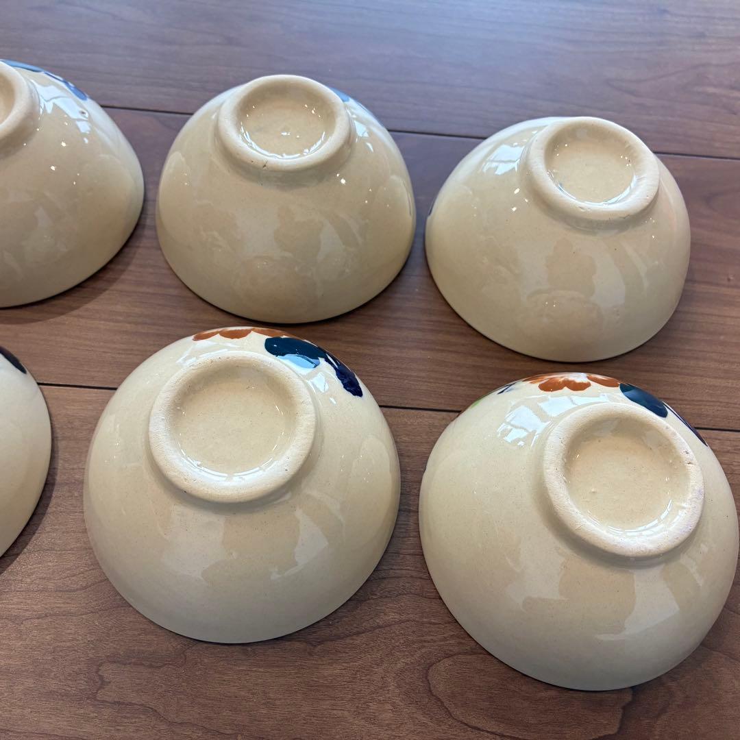 ソンべ焼き　ライテウ焼き　茶碗　6枚　セット　ベトナム 花柄 陶器製飯碗