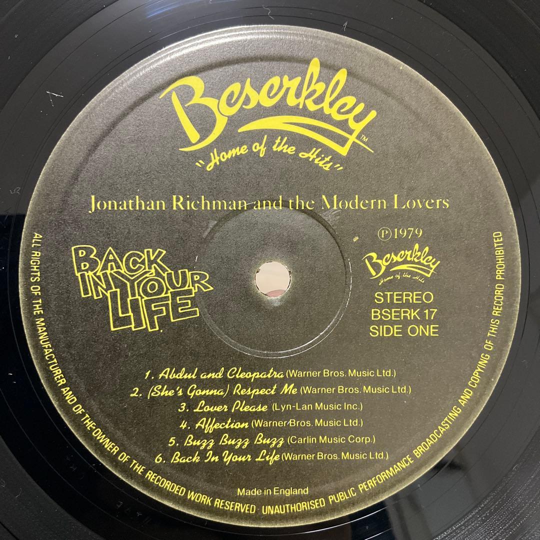 ジョナサンリッチマン　イギリス盤レコード　Back In Your Life