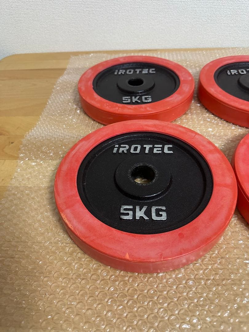 アイロテック　IROTEC 5kg ラバーリング ダンベルプレート　4枚バーベル