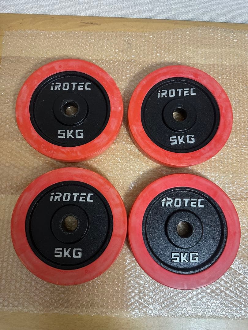 アイロテック　IROTEC 5kg ラバーリング ダンベルプレート　4枚バーベル