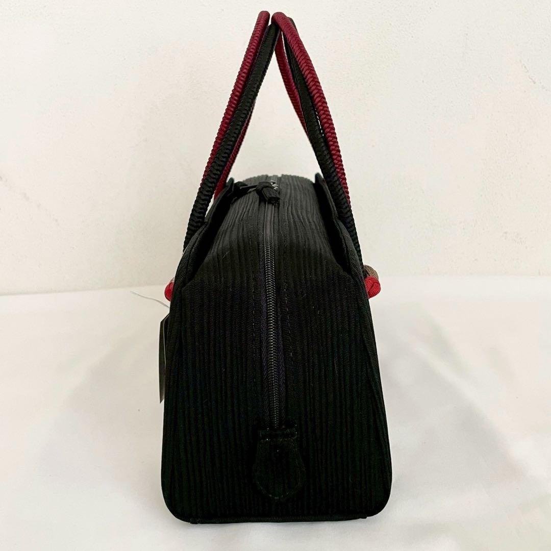 和装バッグ　横長　利休　バッグ　小田巻　黒　正絹　日本製