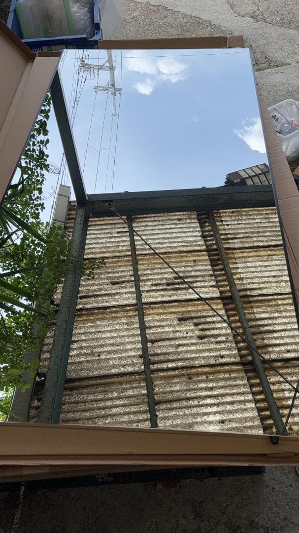 【中古】ダンスミラー 割れない鏡 幅80x160cm 姿見 黒色 12番