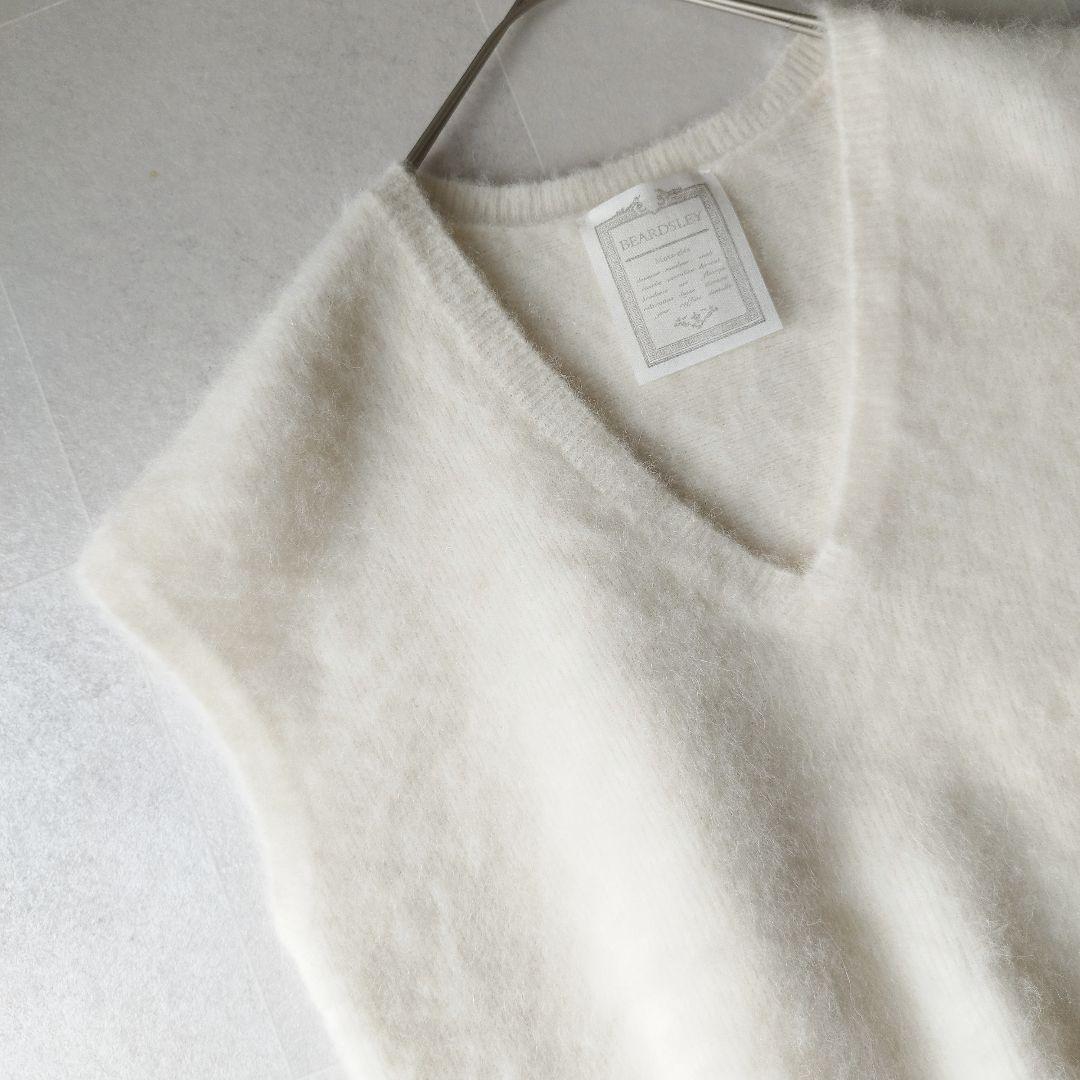 BEARDSLEY アルパカシャギーニットジレ ふわふわベスト ホワイト