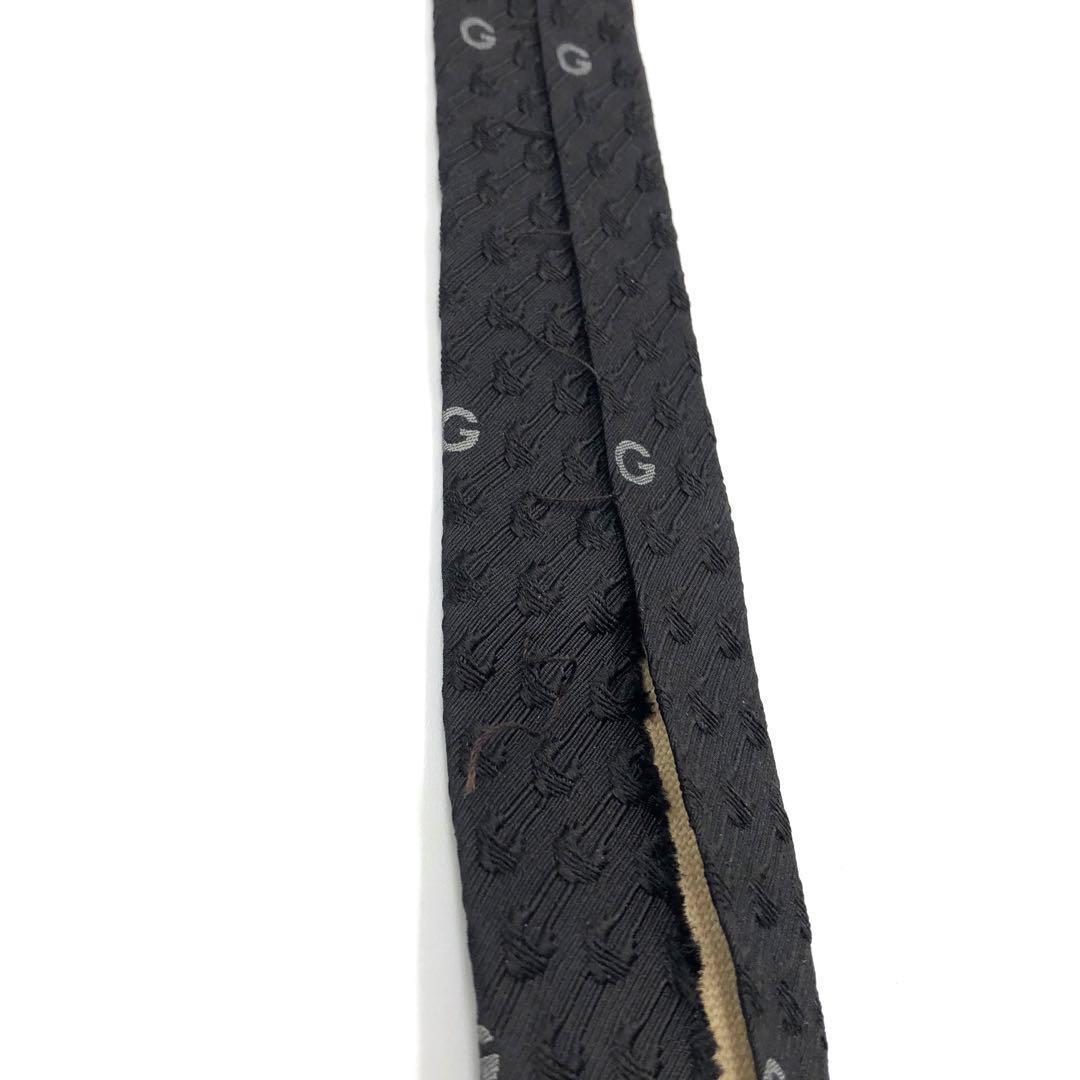 【美品】GUCCI ネクタイ G柄 ホースビット リブ調模様 ブラック