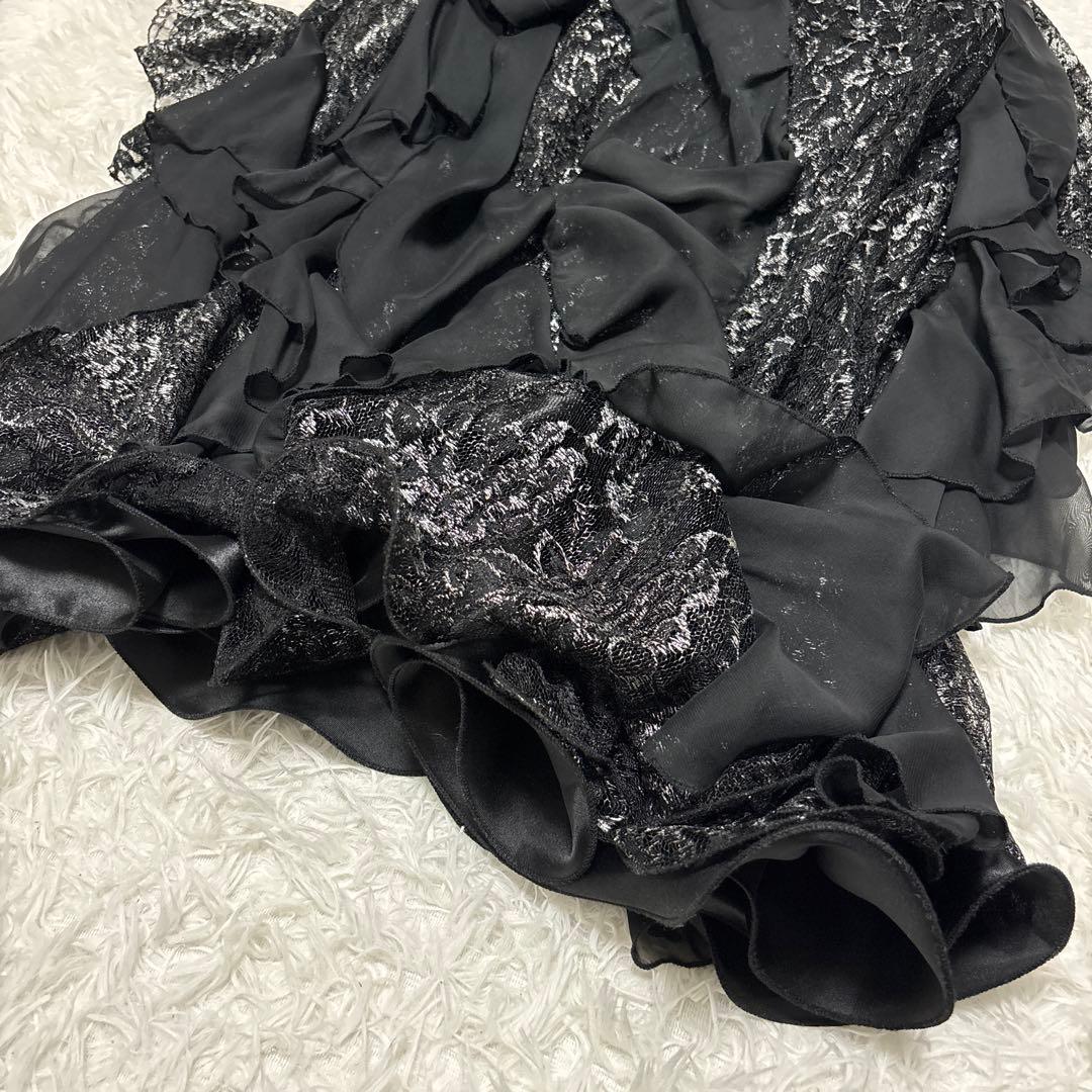 prima boutique 社交ダンス　ワンピース　黒　フリル　レース