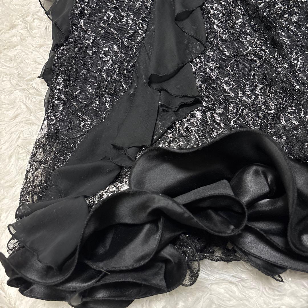 prima boutique 社交ダンス　ワンピース　黒　フリル　レース