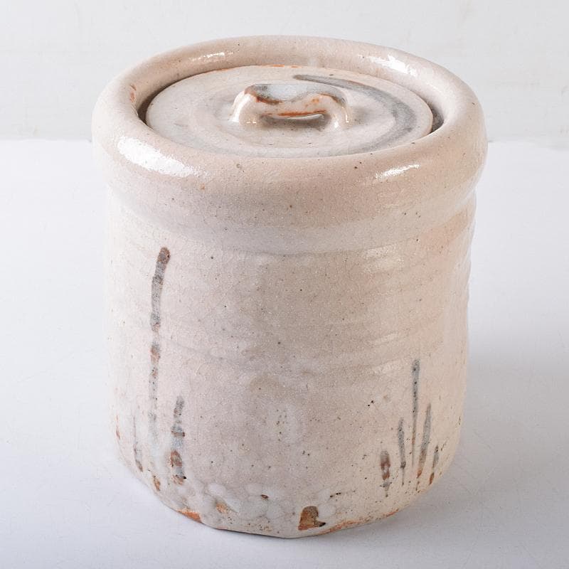 茶道具　山崎道正作　絵志野　水指　裏千家十五代鵬雲斎極め箱　M　R8732B