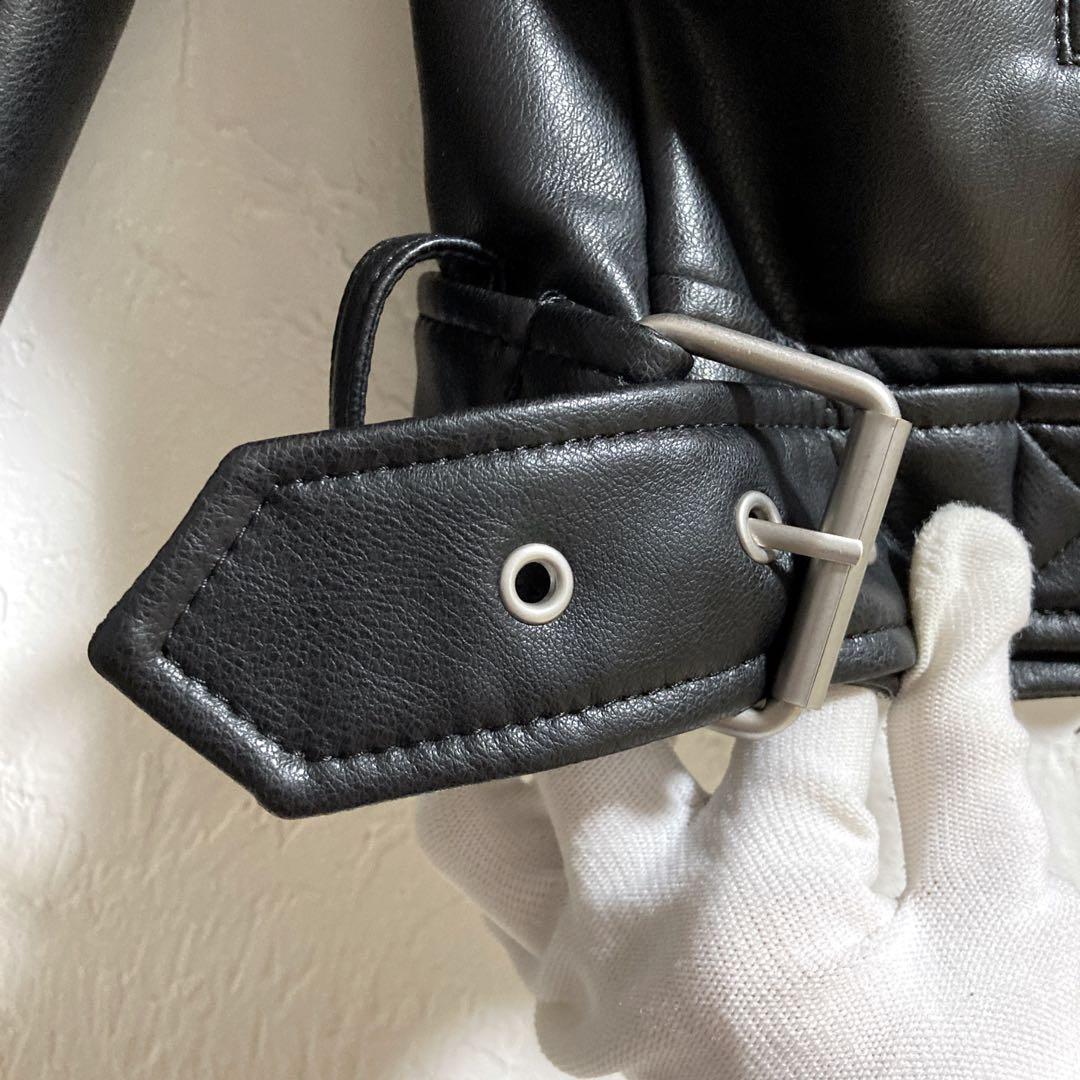 【美品】ZARA ダブルライダースジャケット フェイクレザー　ブラック　XL