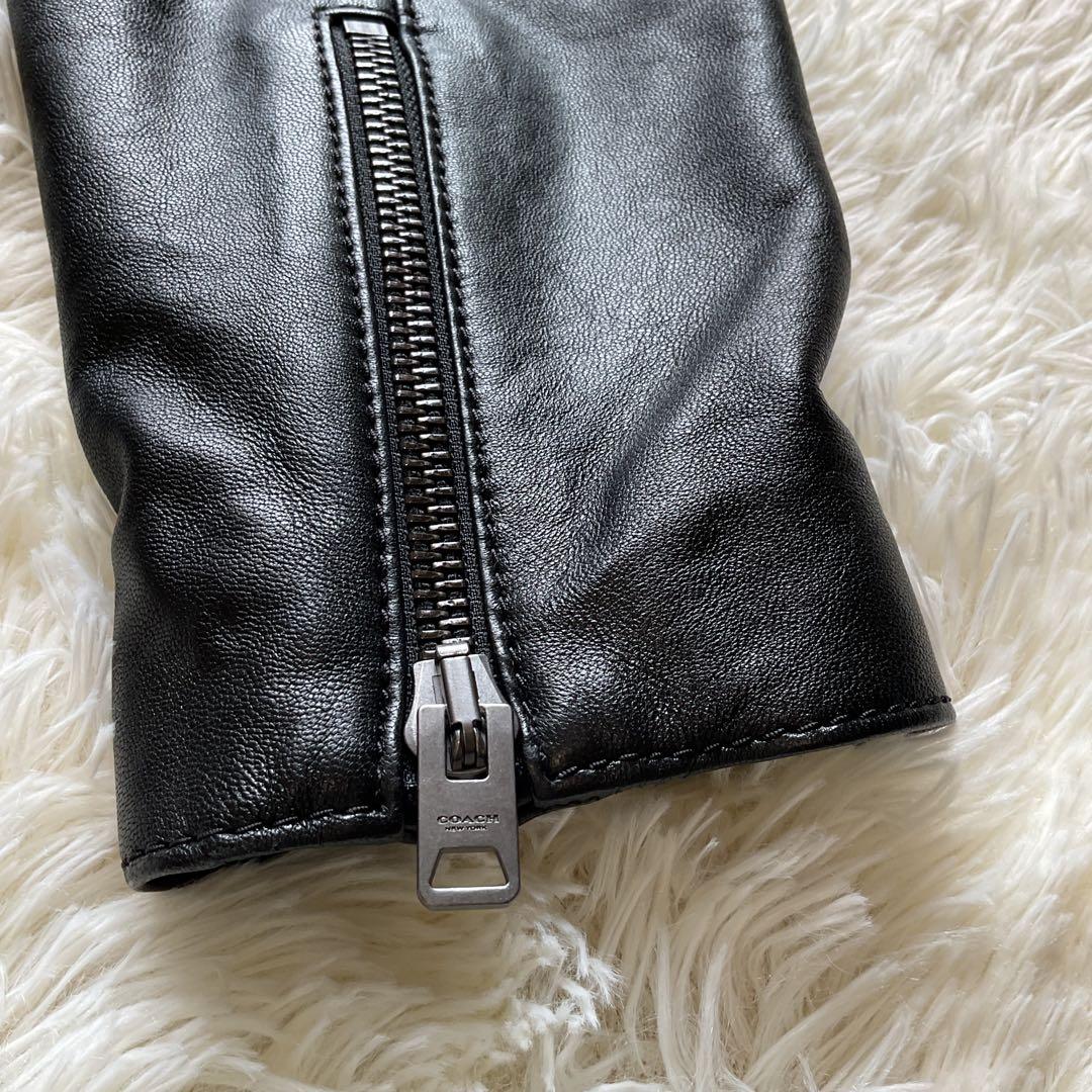 未使用級✨COACH レザージャケット　シングルライダース　L 黒　88799