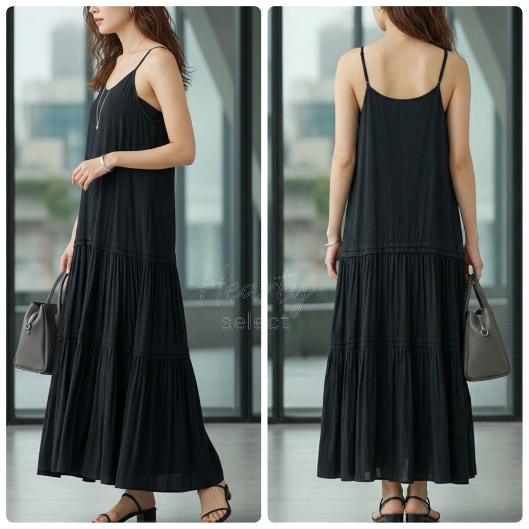 rio0108 LOUNGEDRESS／サテンティアードキャミワンピース