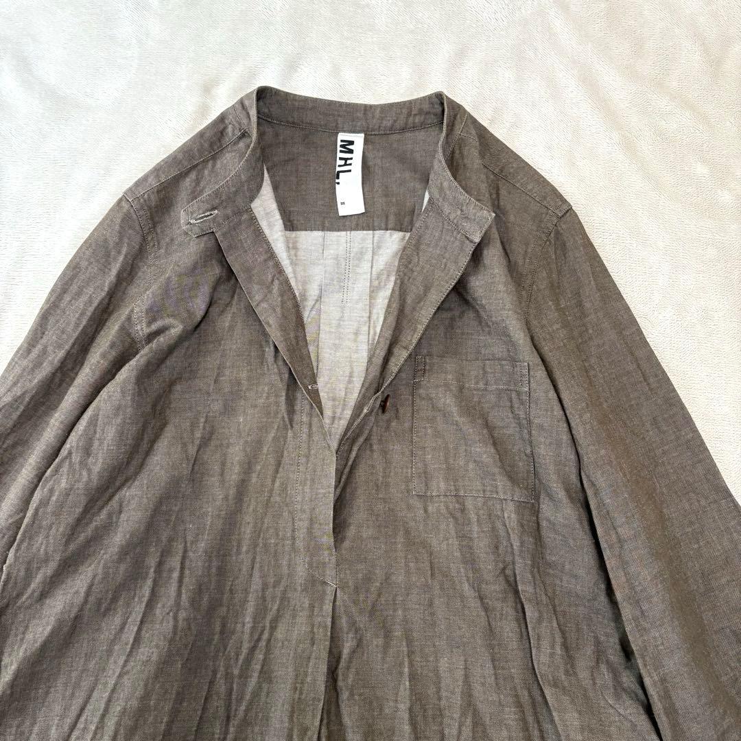 MHL. マーガレットハウエル コットン バンドカラー　Aラインワンピース