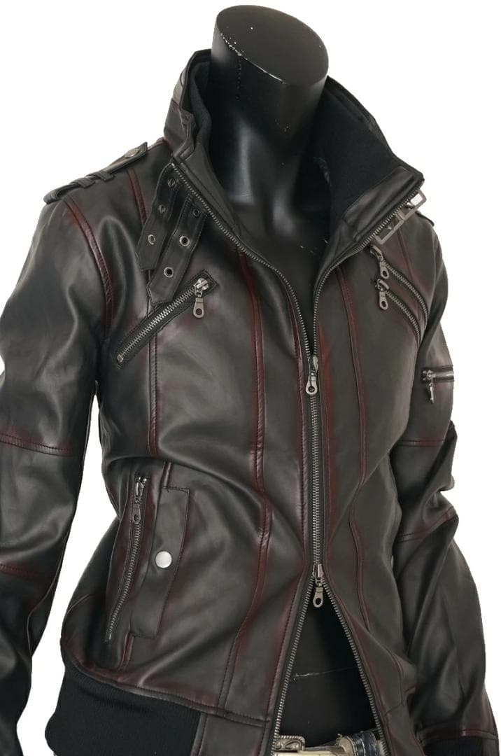 ヴィンテージレザームラ染め シングルライダースジャケット★黒★3L