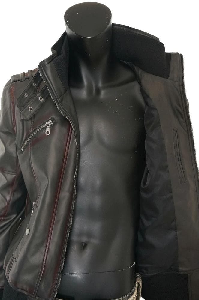ヴィンテージレザームラ染め シングルライダースジャケット★黒★3L