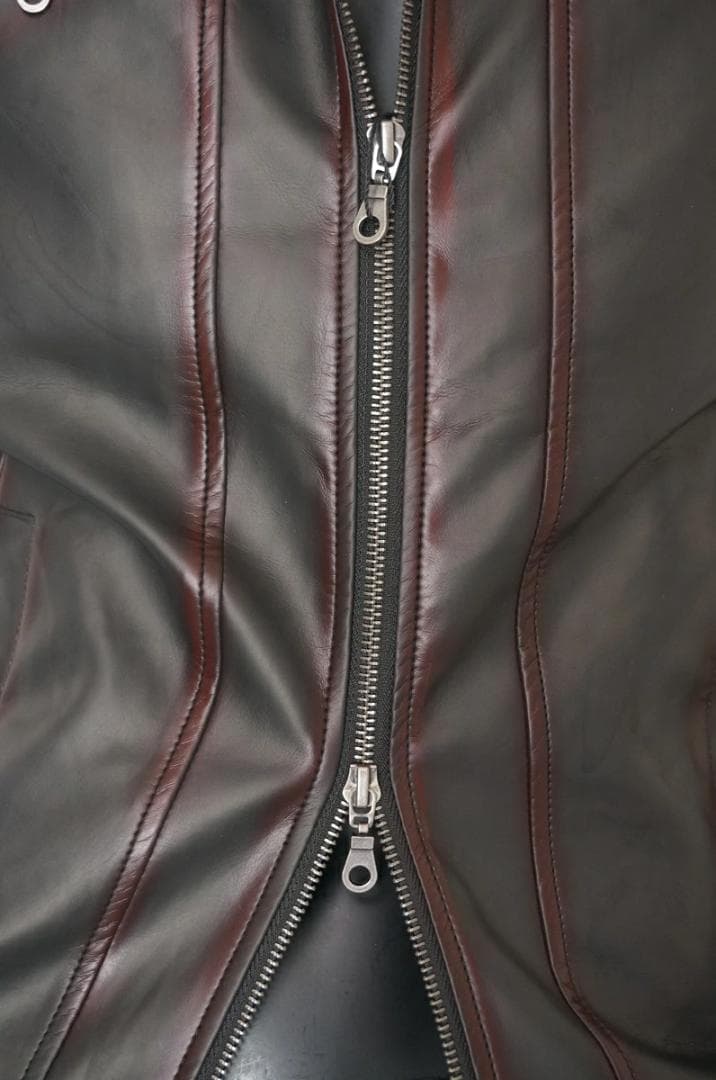 ヴィンテージレザームラ染め シングルライダースジャケット★黒★3L