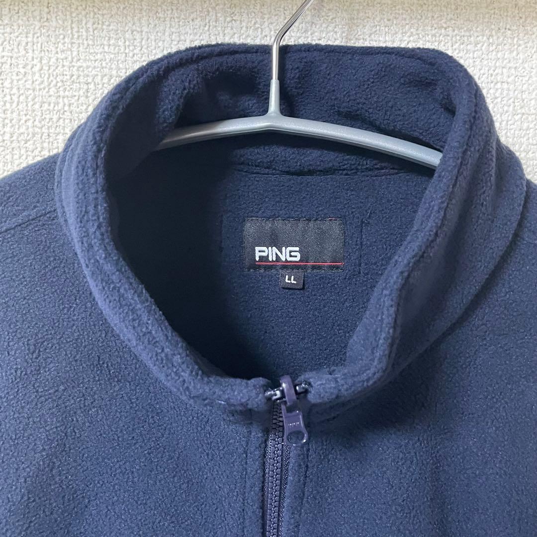 PING 3WAY ジャケット ブルゾン ライナーベスト フーディ 紺 LL