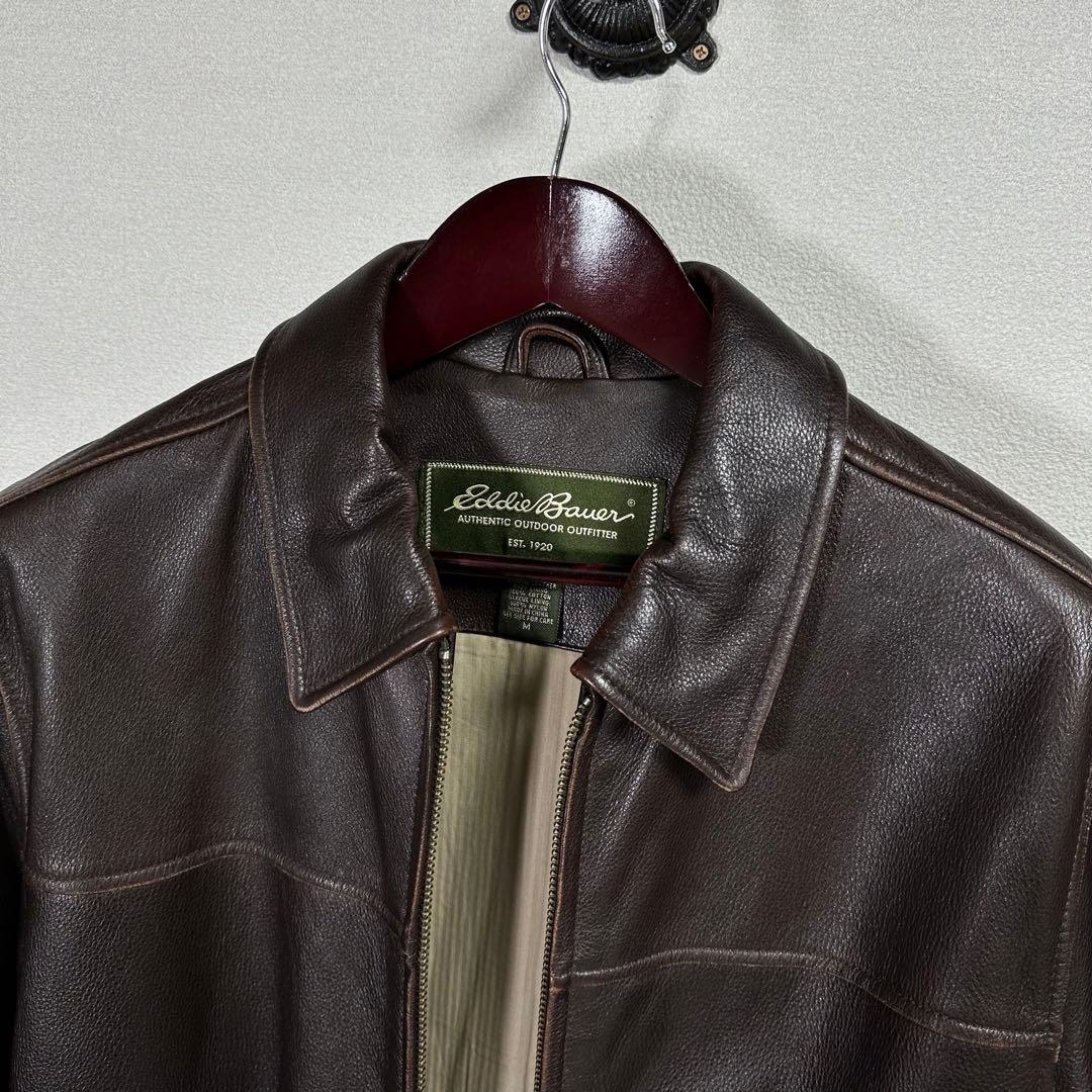 00s Eddie Bauer レザージャケット 茶 アメカジ　バイカー