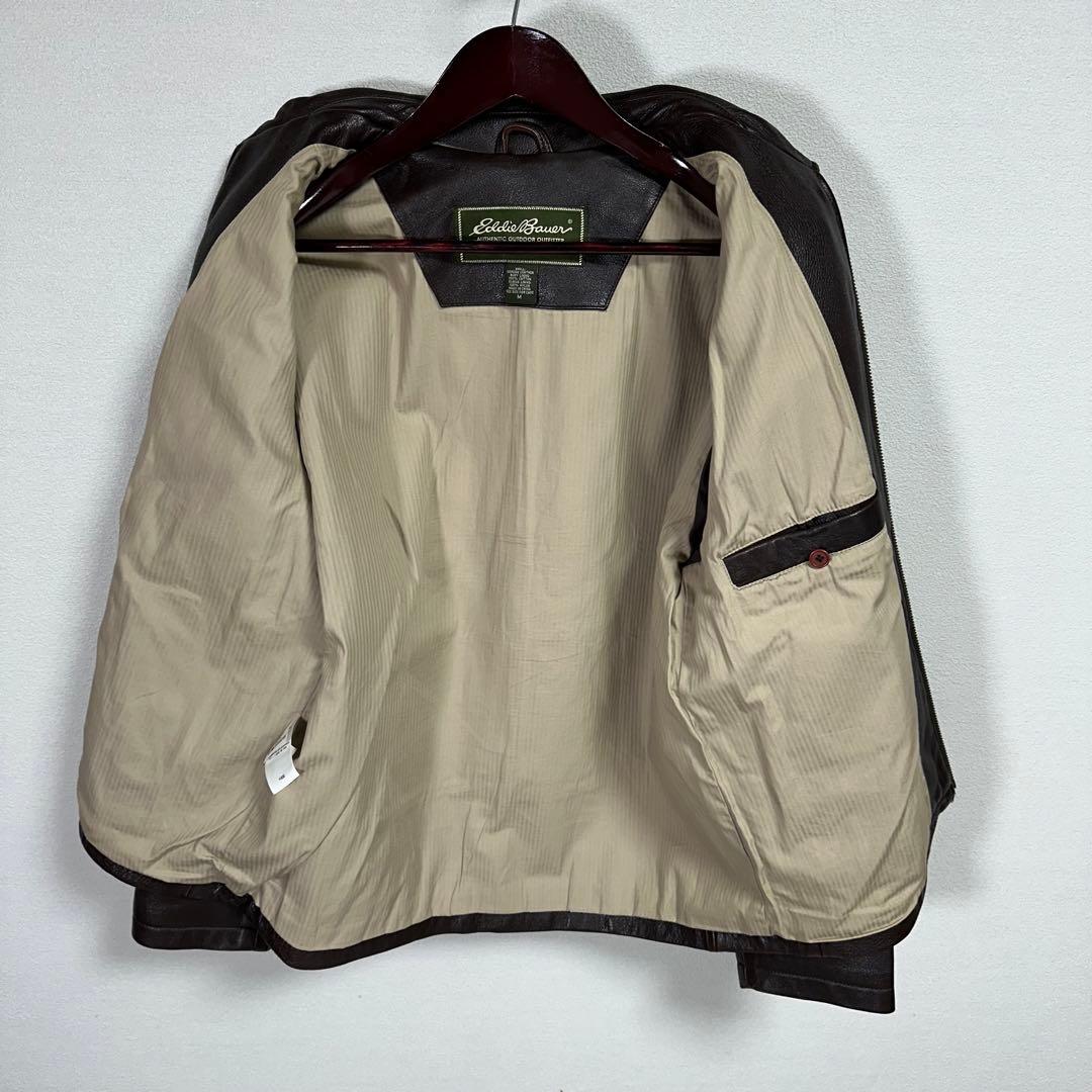 00s Eddie Bauer レザージャケット 茶 アメカジ　バイカー