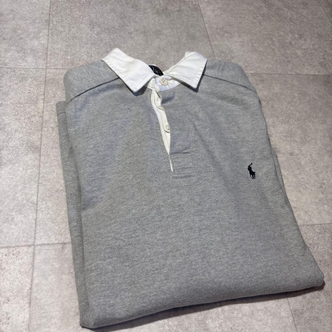 【ラガーシャツ】ラルフローレン　グレー　長袖ポロシャツ　Mサイズ