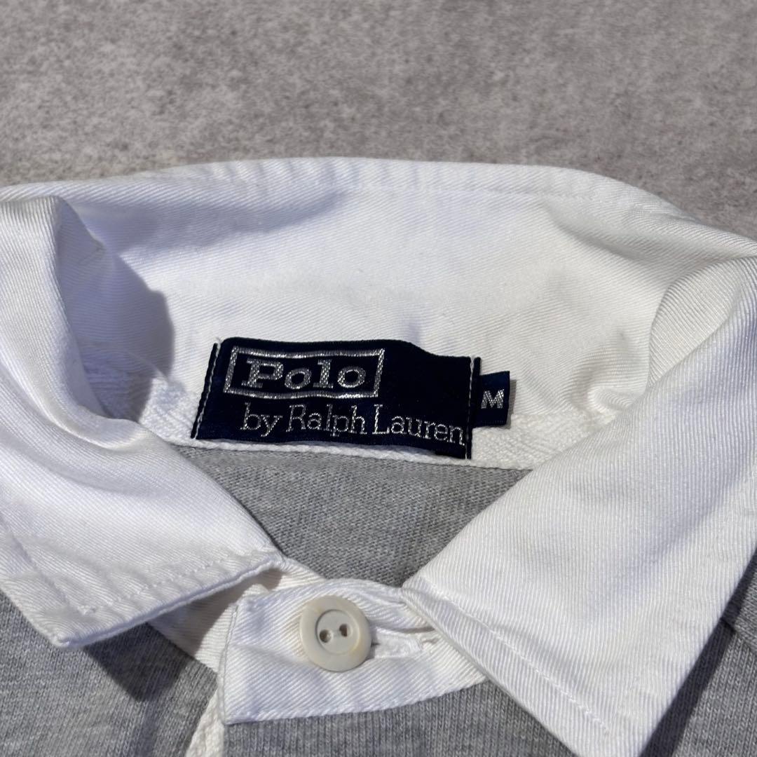 【ラガーシャツ】ラルフローレン　グレー　長袖ポロシャツ　Mサイズ