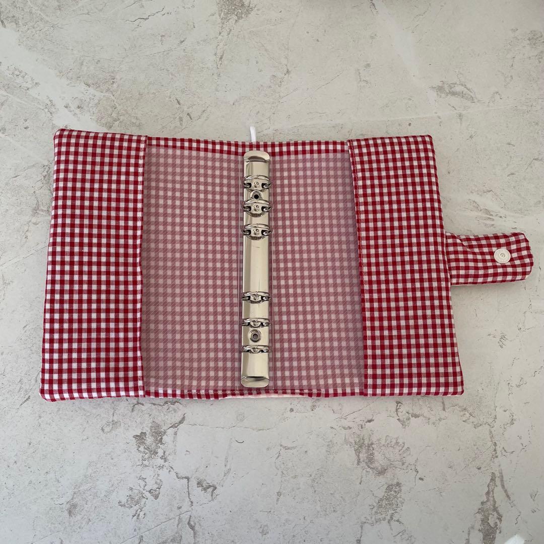 A6バインダー&バインダーカバーセット　韓国　　リボン ハートキルティング