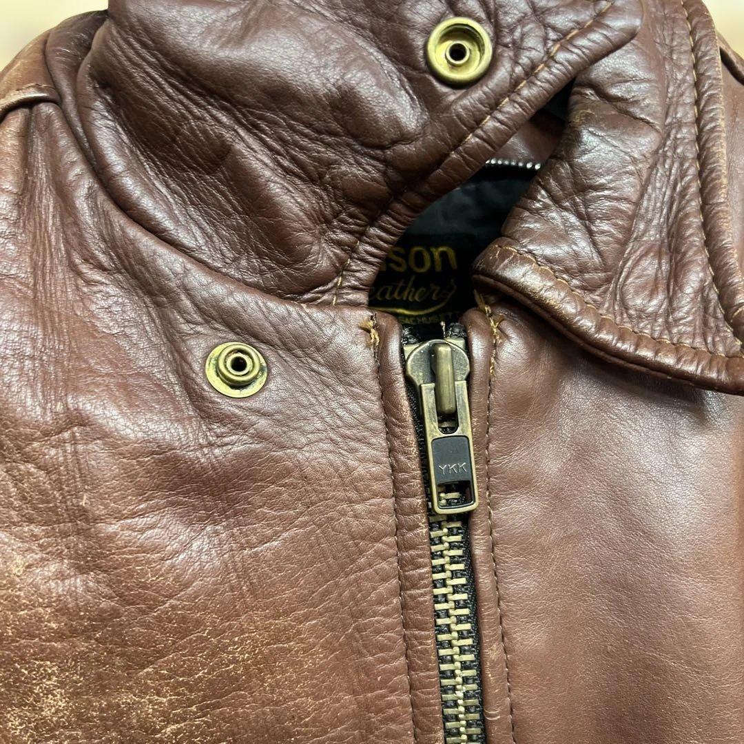 ジ*ン様 ヴィンテージVANSON ブラウンレザーライダージャケット