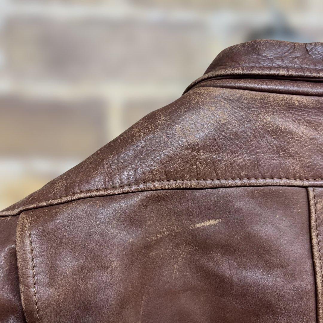 ジ*ン様 ヴィンテージVANSON ブラウンレザーライダージャケット