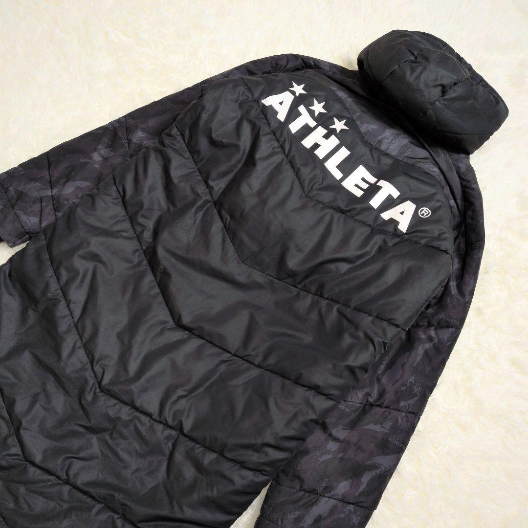 最終お値下げ　アスレタ ベンチコート ATHLETA ロングコート 黒 迷彩 M