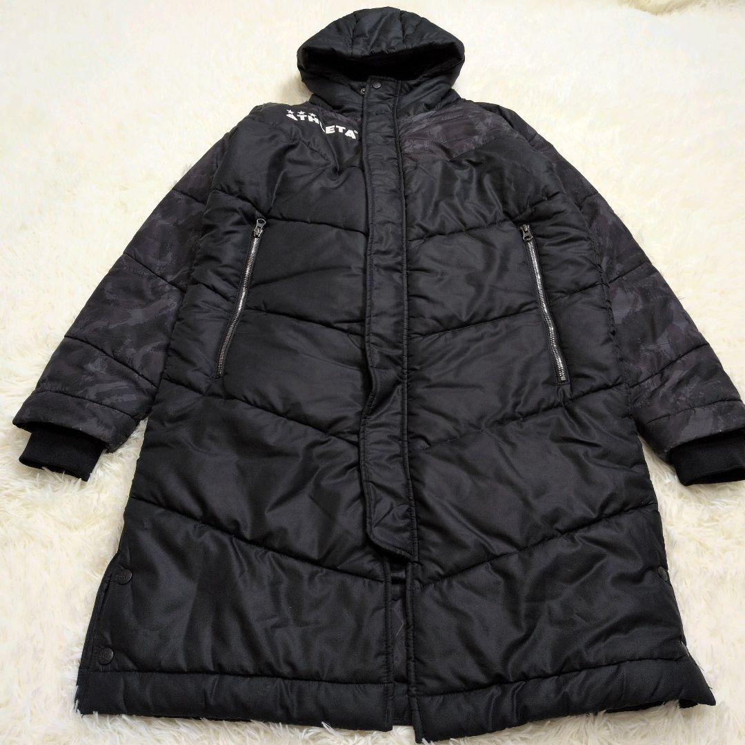 最終お値下げ　アスレタ ベンチコート ATHLETA ロングコート 黒 迷彩 M