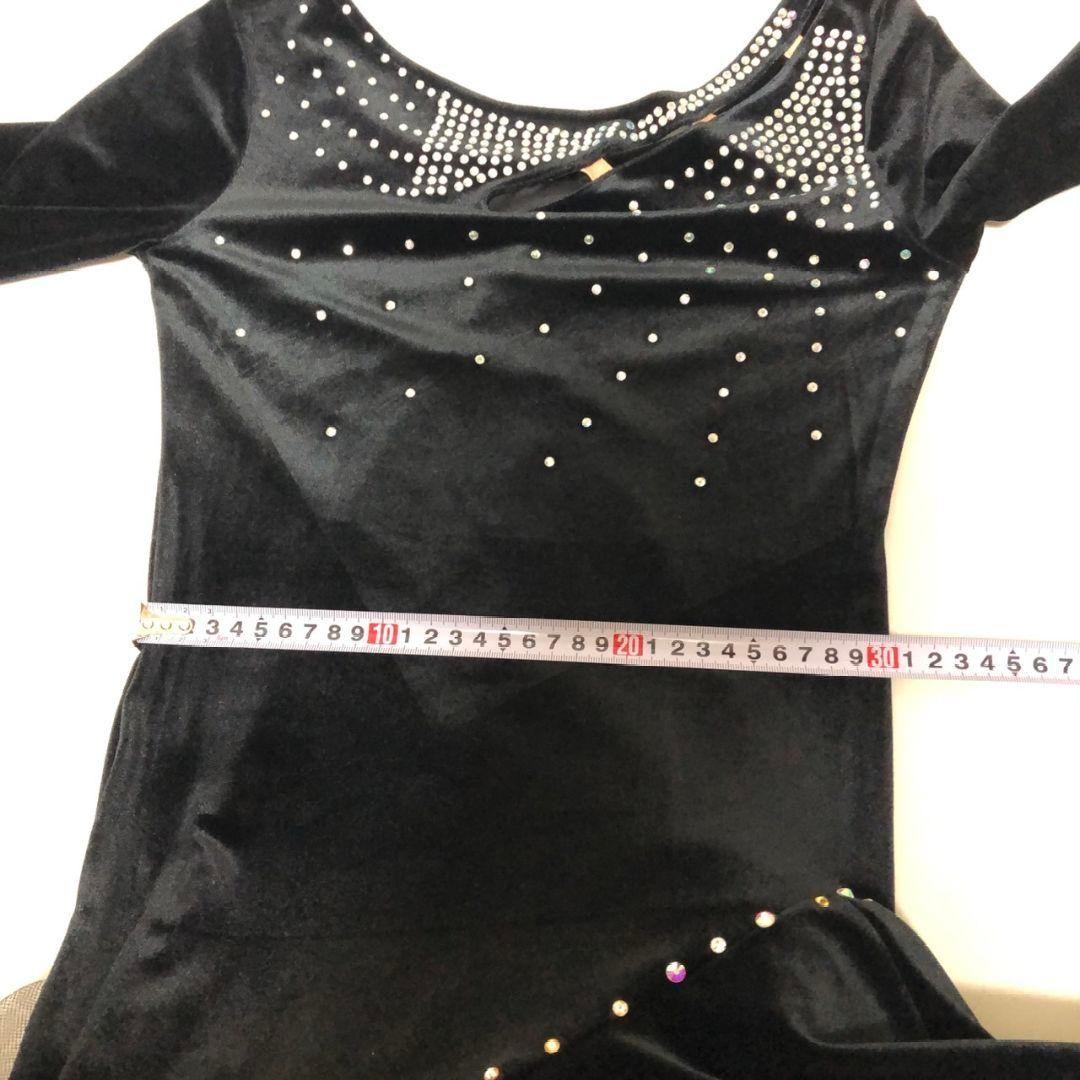 社交ダンスレッスン練習着パーティー発表会。ベロアビジュ裾ホースラテンドレス