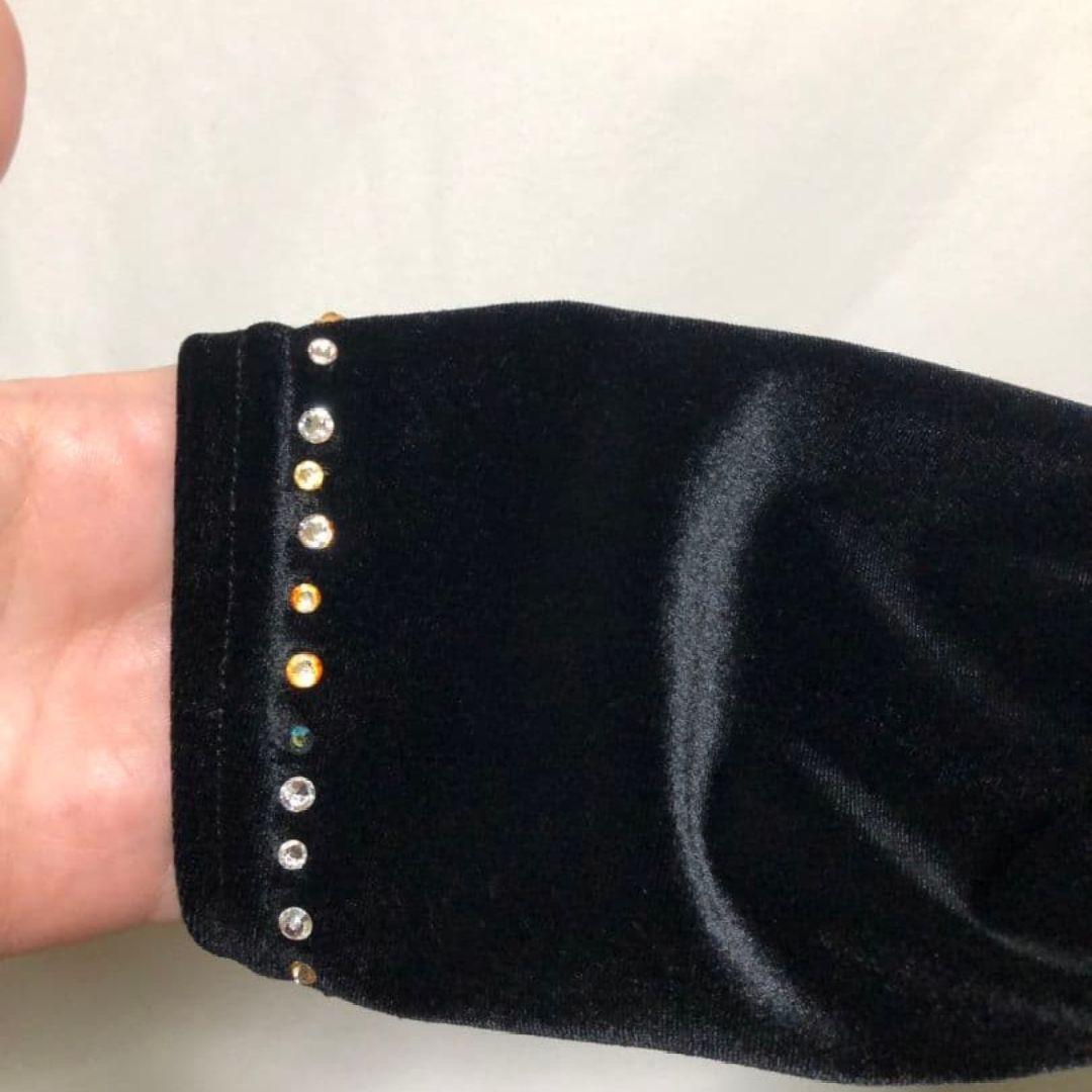 社交ダンスレッスン練習着パーティー発表会。ベロアビジュ裾ホースラテンドレス