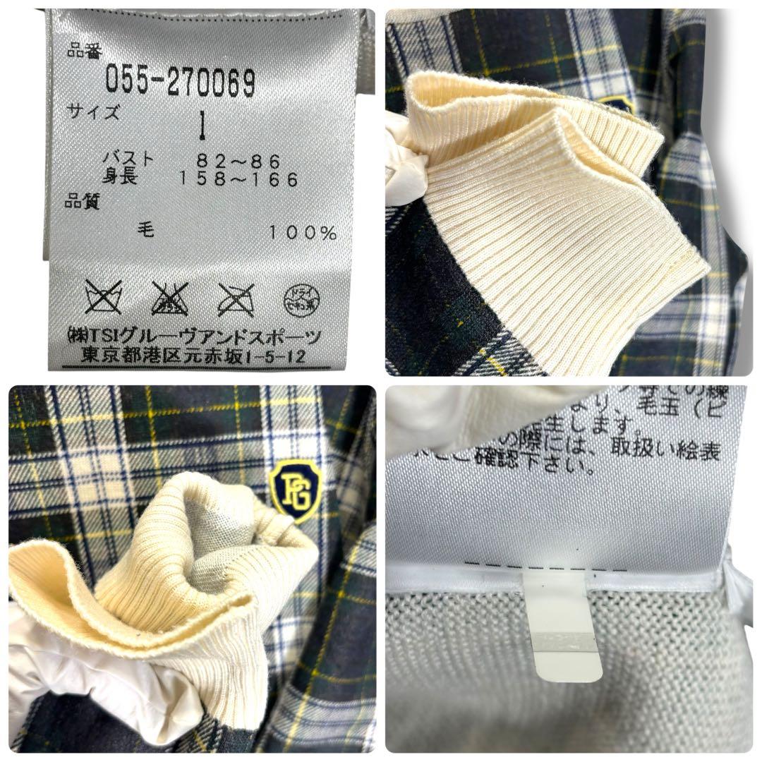 希少 パーリーゲイツ ウール100% チェック柄 ニット レディース ゴルフ