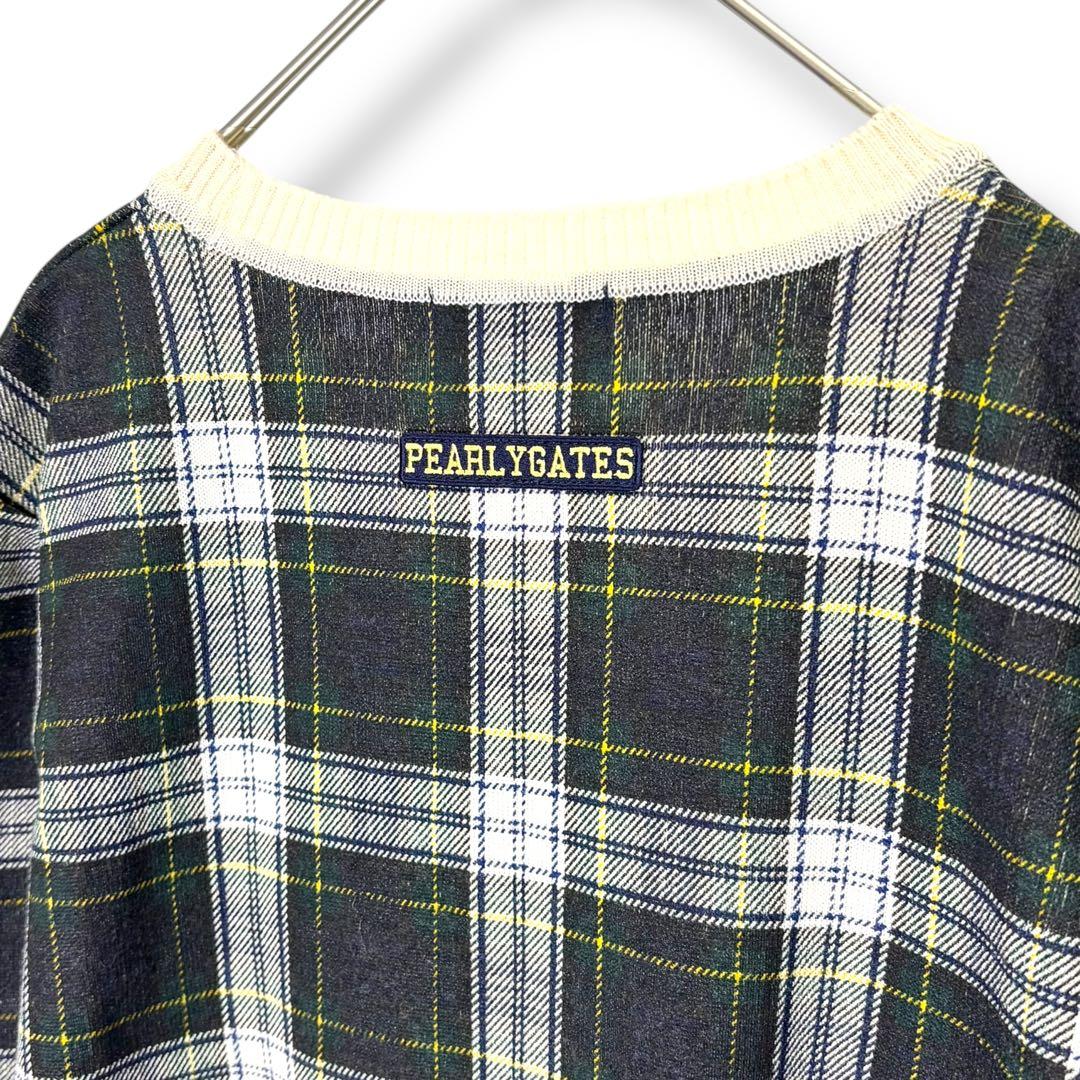 希少 パーリーゲイツ ウール100% チェック柄 ニット レディース ゴルフ