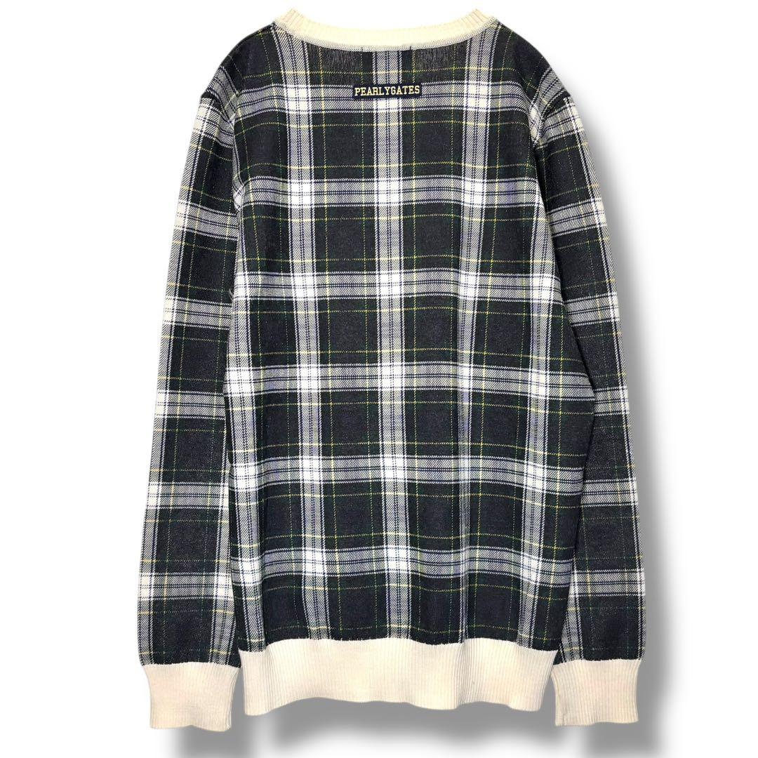 希少 パーリーゲイツ ウール100% チェック柄 ニット レディース ゴルフ