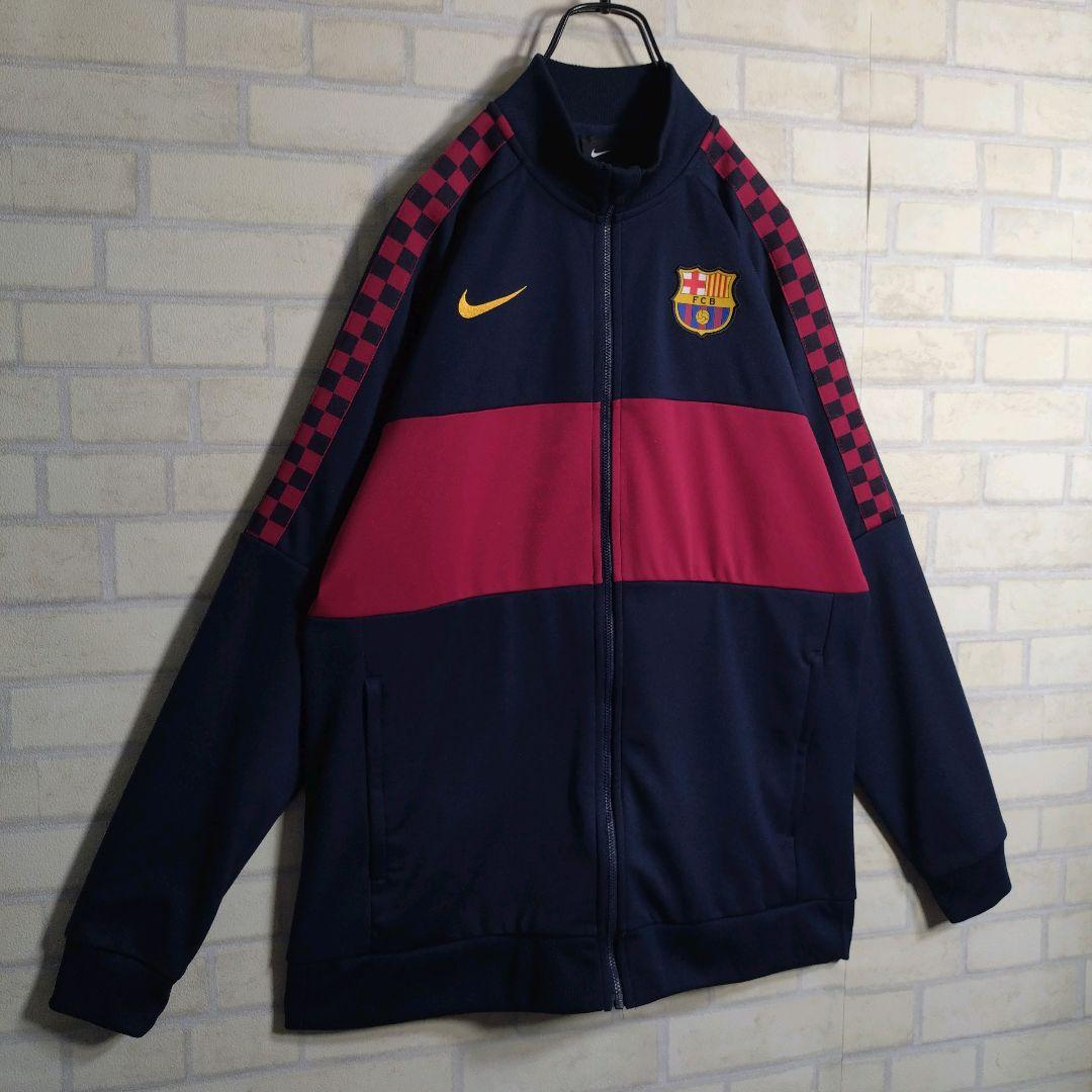 ナイキ★FCB バルサ 刺繍ロゴ ワッペン トラックジャケット 紺 XL