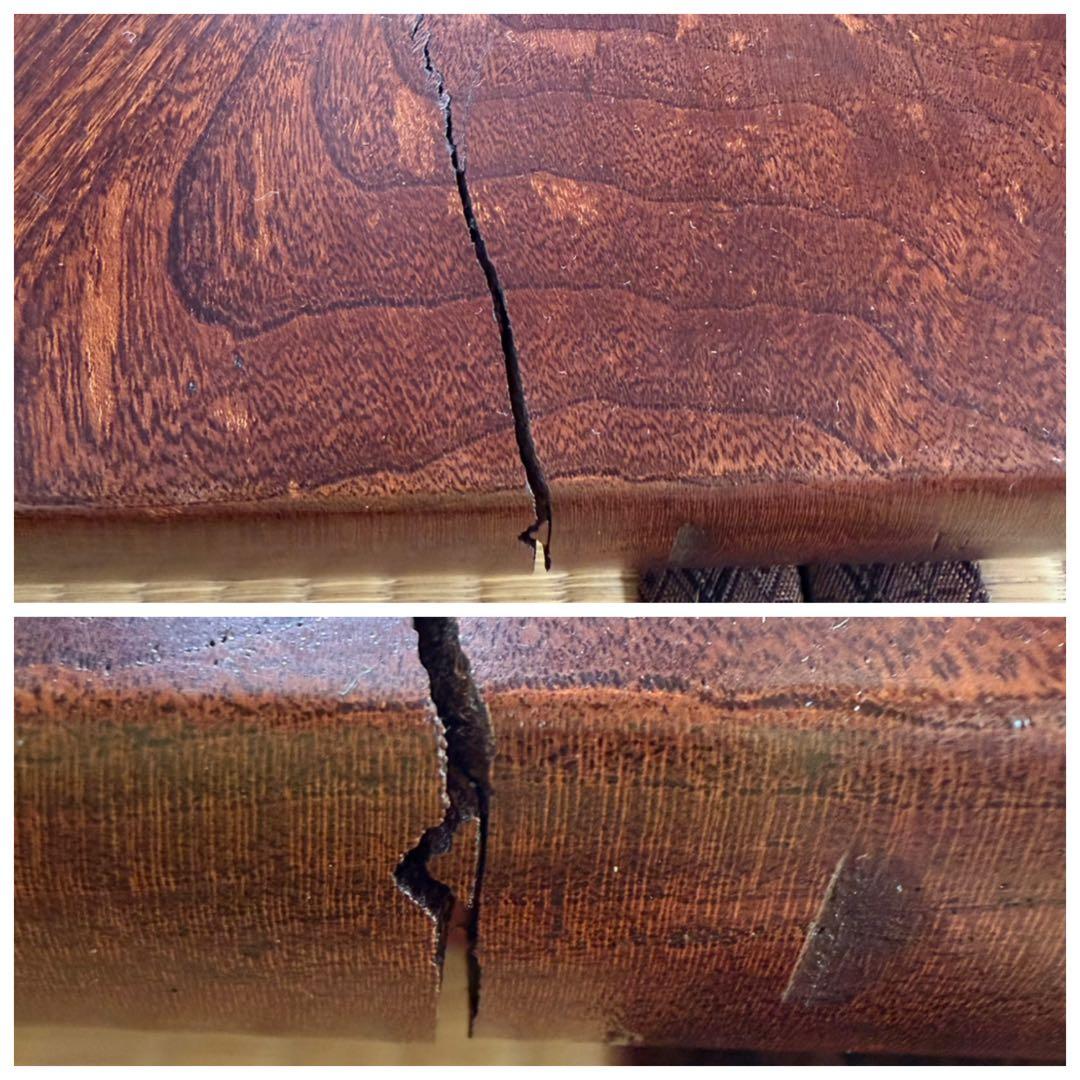 ヴィンテージのちゃぶ台　栃　玉杢　天板一枚板　拭き漆　古道具　アンティーク