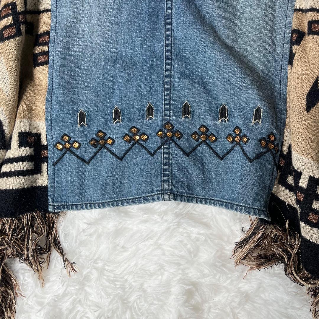 専用！！希少 デシグアル ポンチョジャケット ナバホ柄 ドッキング デニム