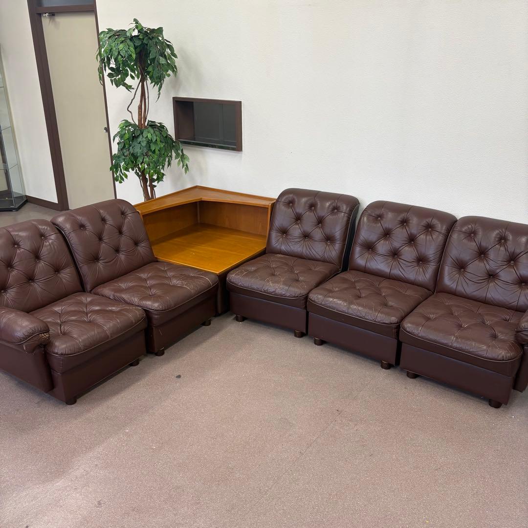 昭和レトロ テクナ レザーソファ 2人掛け セパレート ヴィンテージ 応接ソファ