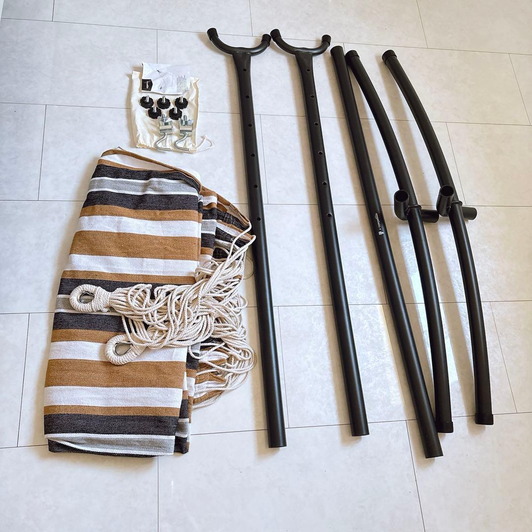 ハンモック 二人用 自立式 ダブル サイズ ベーシック 布製 スタンド付き